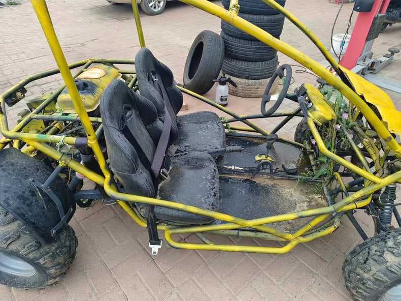 Yellow steel tube go-kart