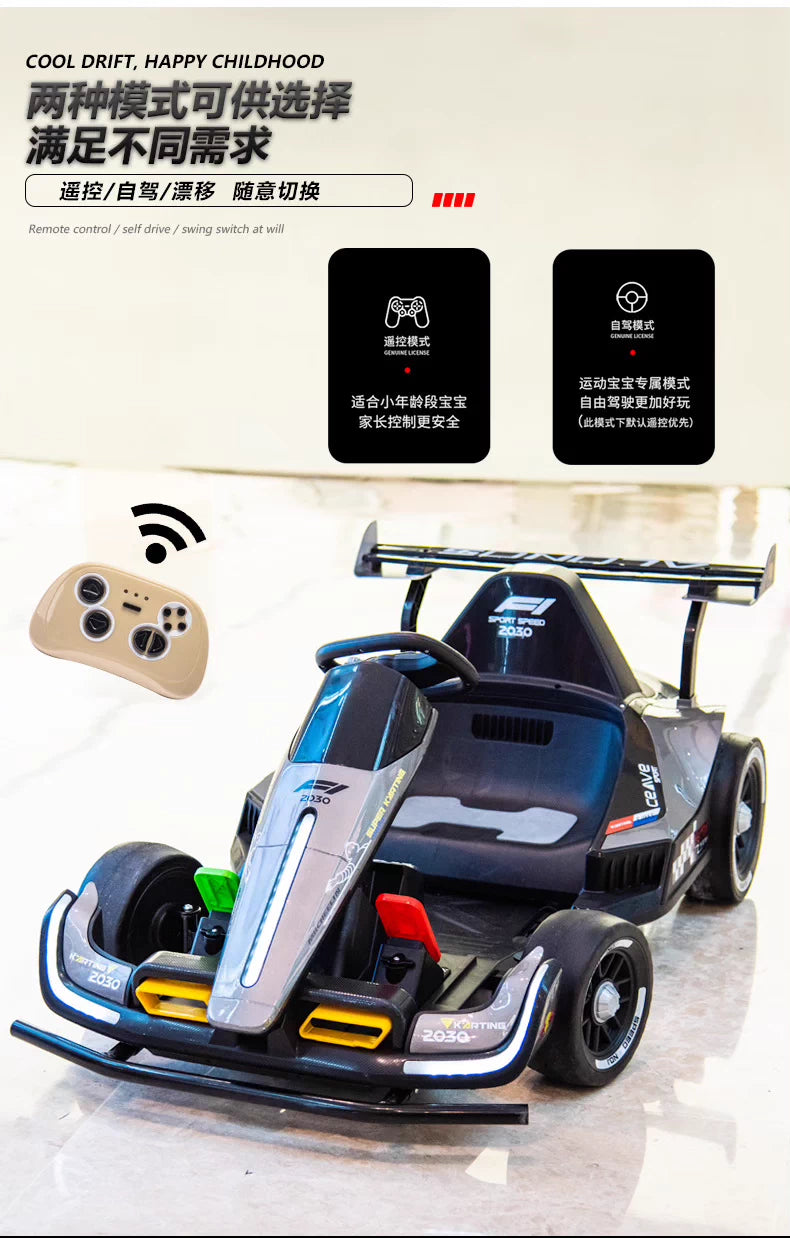 Kids go-kart drifts electric racing