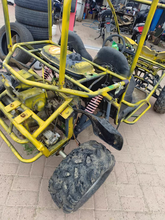Yellow steel tube go-kart